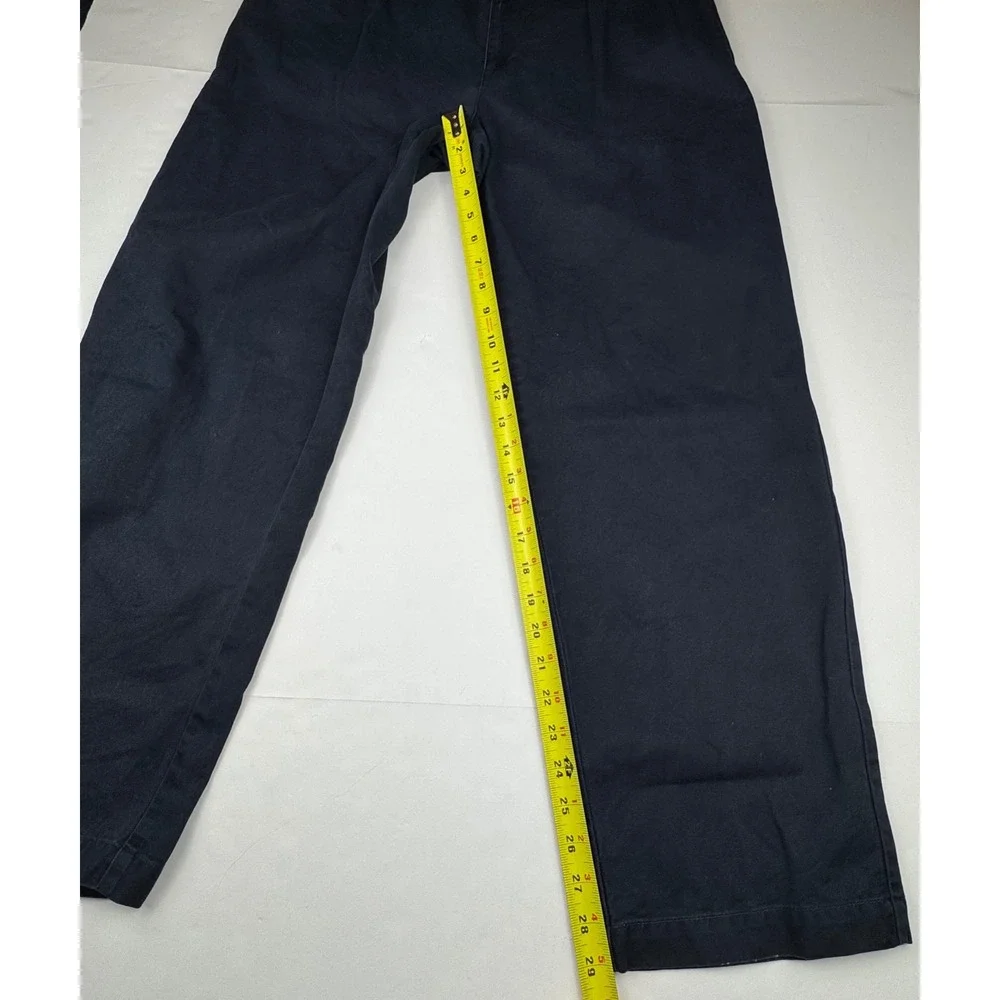 Vintage Polo Ralph Lauren Chinos 33x30 Cotton Navy Blue Pleated Relaxed USA Made